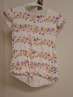jumping beans White Floral Tie-Front Short Sleeve Tee